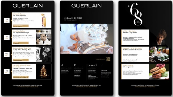 Ecrans digitaux boutique Guerlain - Design par Regliss.com