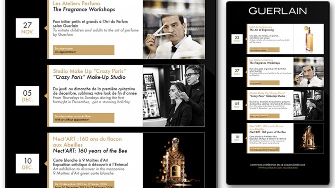Ecrans digitaux boutique Guerlain - Design par Regliss.com