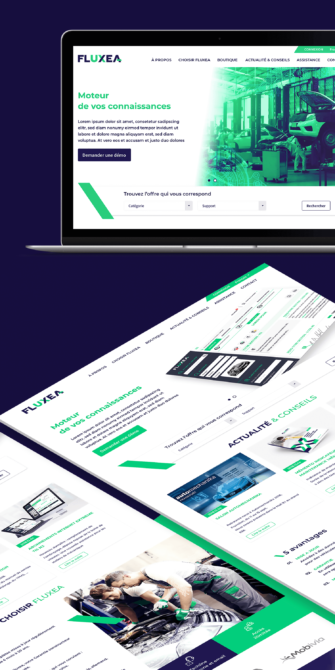 Design du site internet avec partie e-commerce de Fluxea