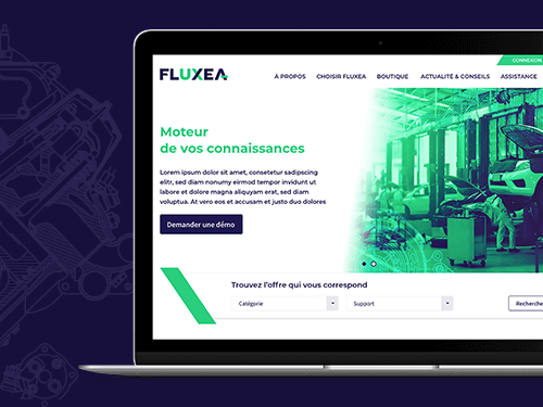 Design du site internet avec partie e-commerce de Fluxea